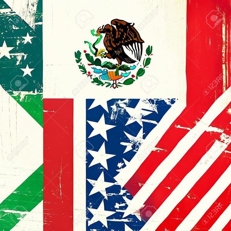 Drapeau grunge Etats-Unis et du Mexique