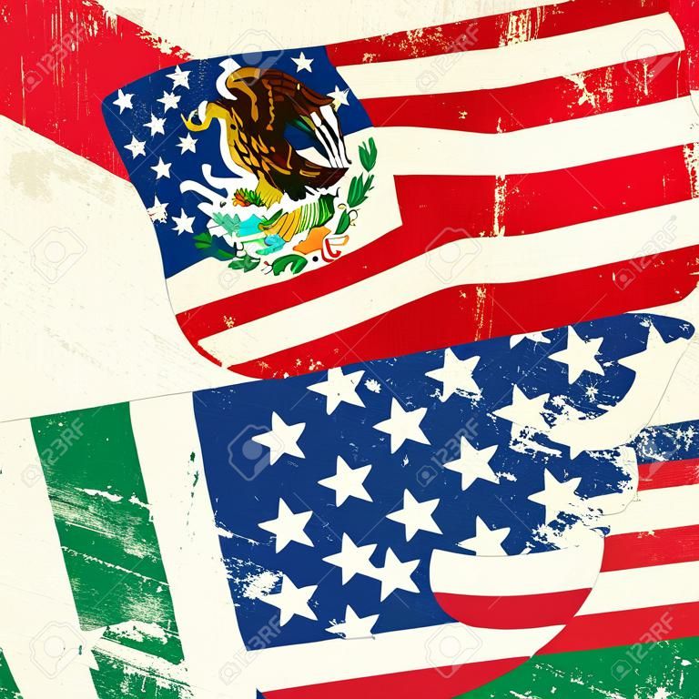 EE.UU. y México Bandera de grunge
