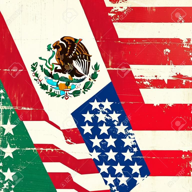 USA e Messico grunge Bandiera