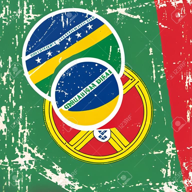 Mixed carré Drapeau de grunge brésilien et portugais