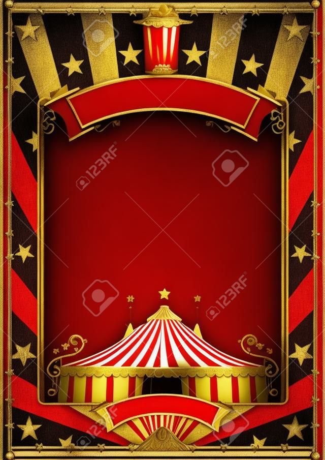 Un fondo de circo vintage con un marco rojo para tu entretenimiento