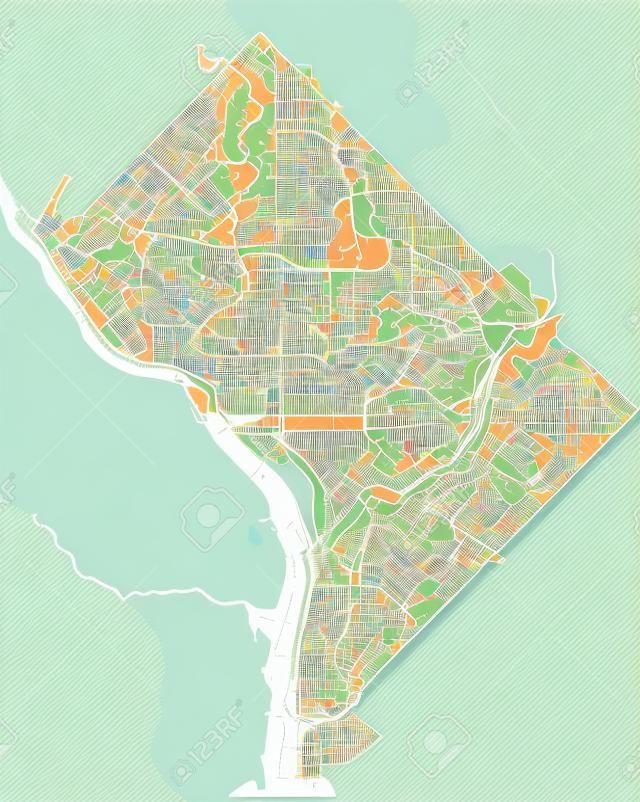 Mappa della città di Washington, DC, USA