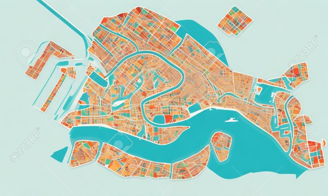 Mappa vettoriale della città di Venezia, Italia
