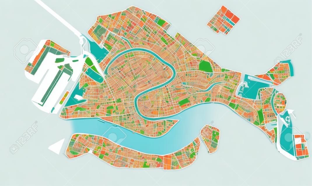 Vektor-Karte der Stadt Venedig, Italien