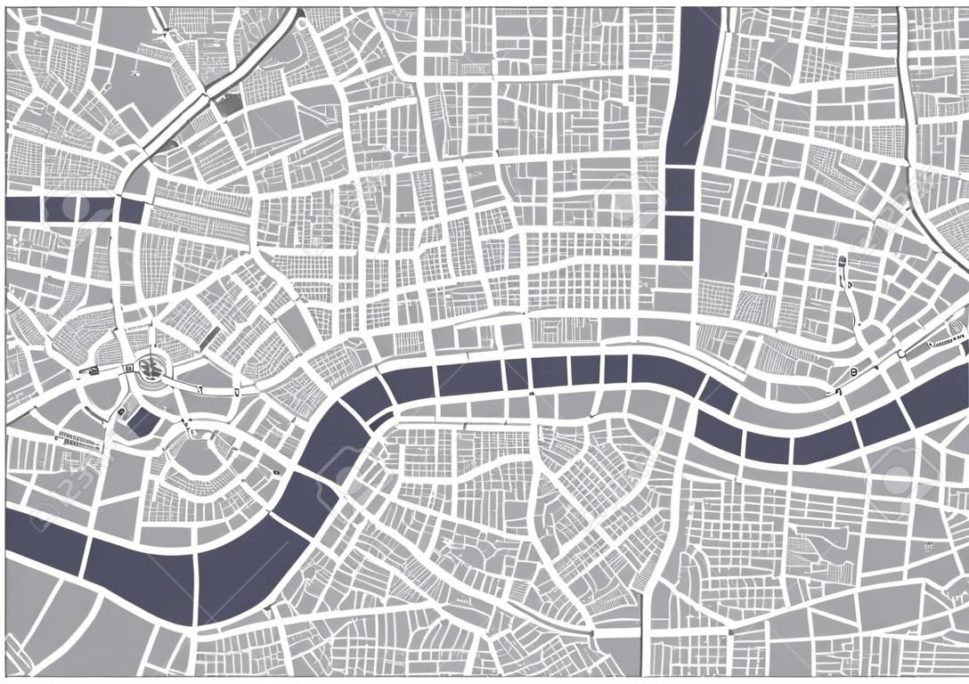 Vector map of the city of London, Great Britain