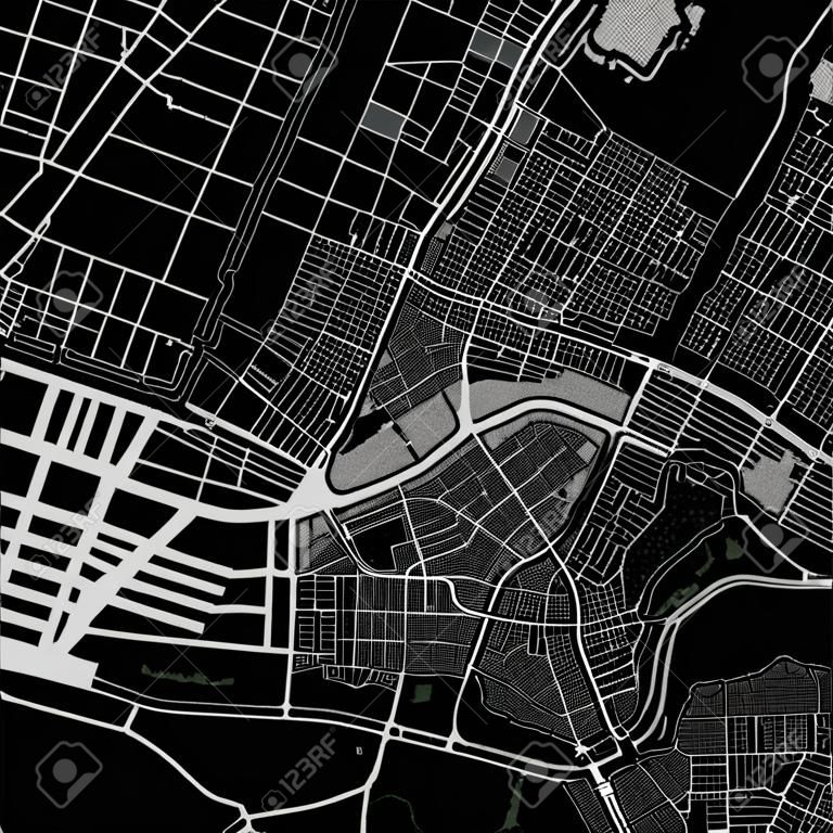 vectorkaart van de stad Rotterdam, in Zuid-Holland, Nederland
