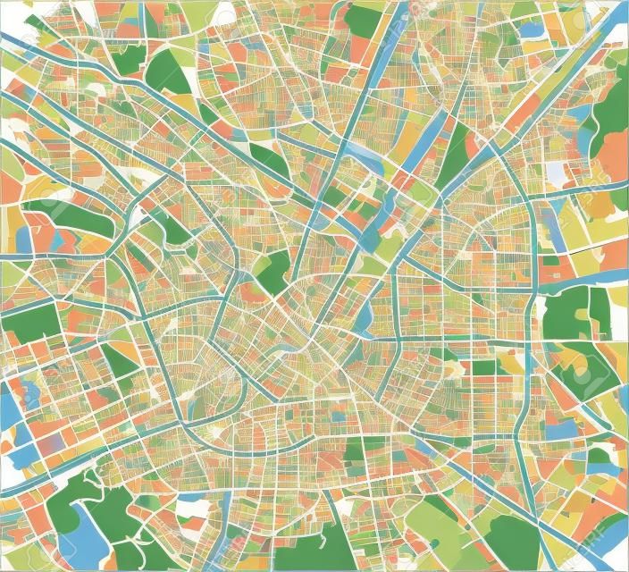 Mapa de la ciudad de Milán, capital de Lombardía, Italia.