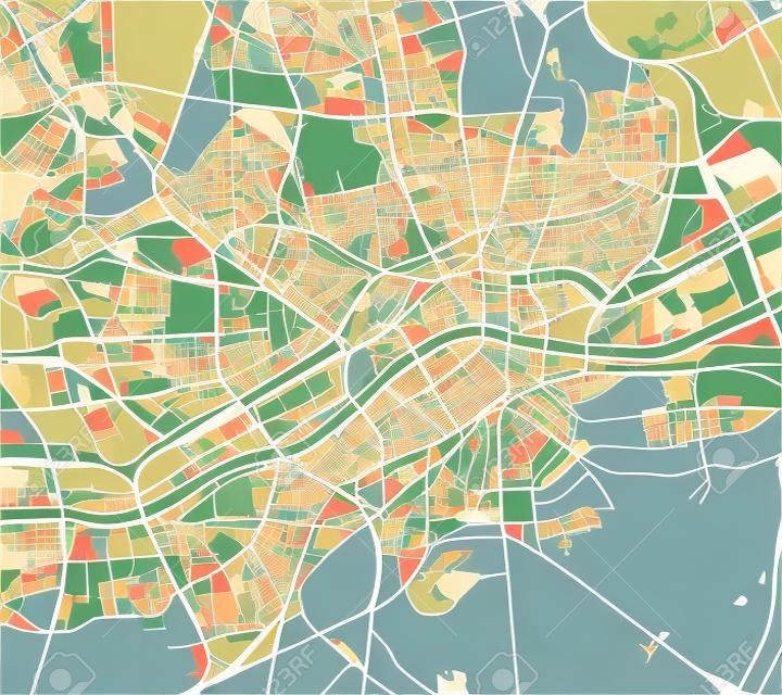 mapa vetorial da cidade de Frankfurt am Main, Hesse, Alemanha