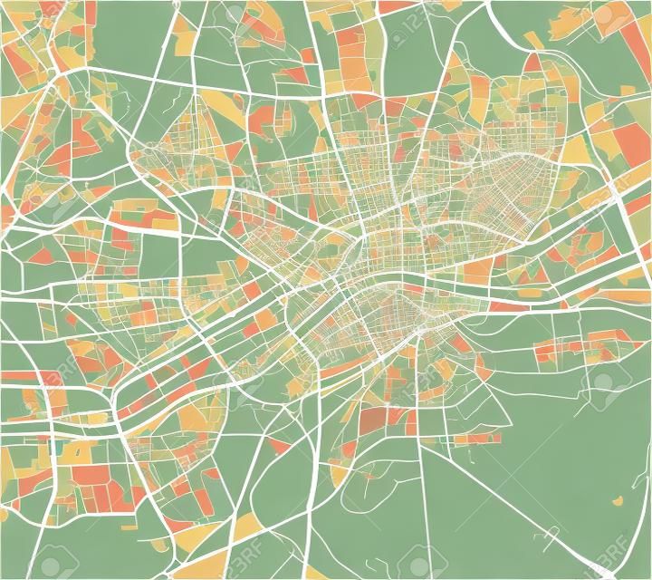 Carte vectorielle de la ville de Frankfurt am Main, Hesse, Allemagne