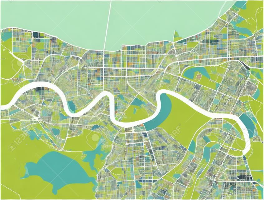 vector map of the city of New Orleans, Louisiana, USA