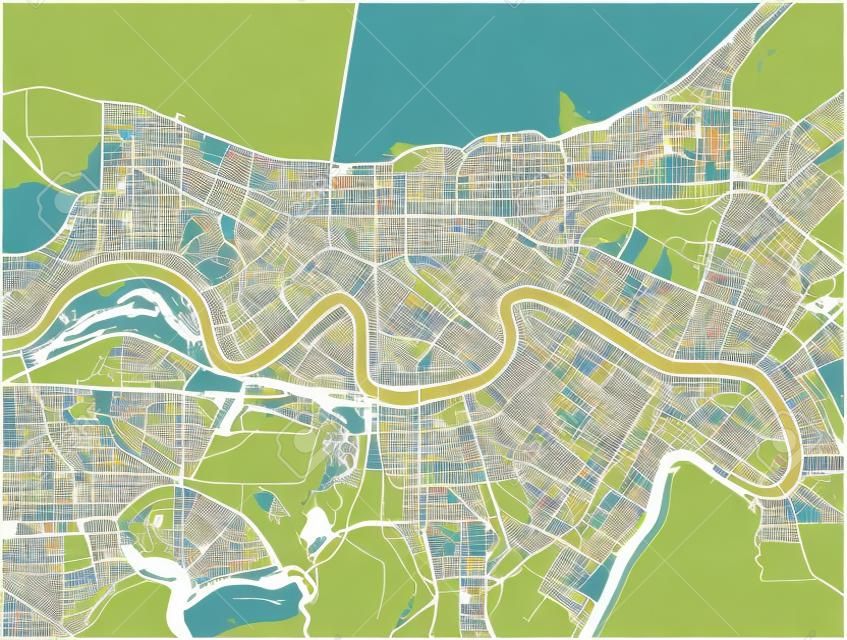 vector map of the city of New Orleans, Louisiana, USA