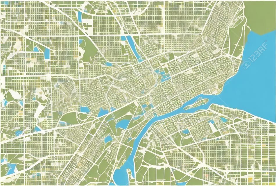 vector map of the city of Detroit, Michigan, USA