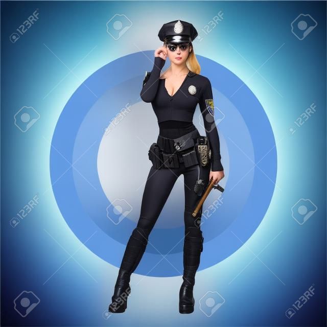 女性警察警官コスプレ。