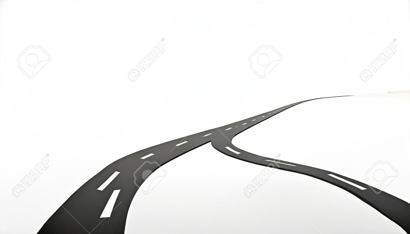 Make your own way, pencil drawing a road or highway on white background, 3dD rendering