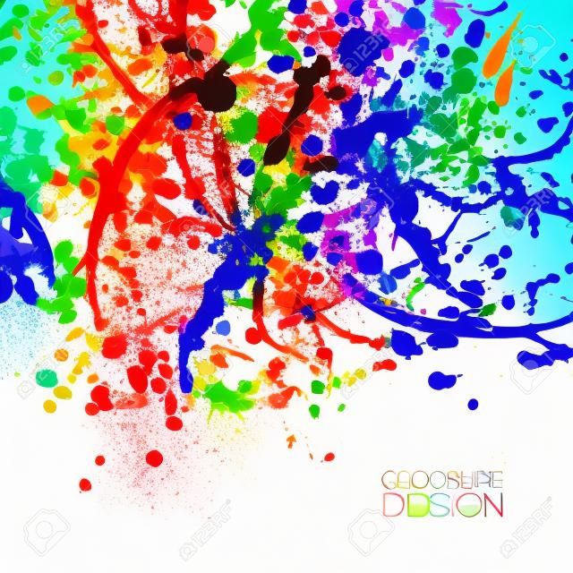 Colored paint splashes isolated on white background.