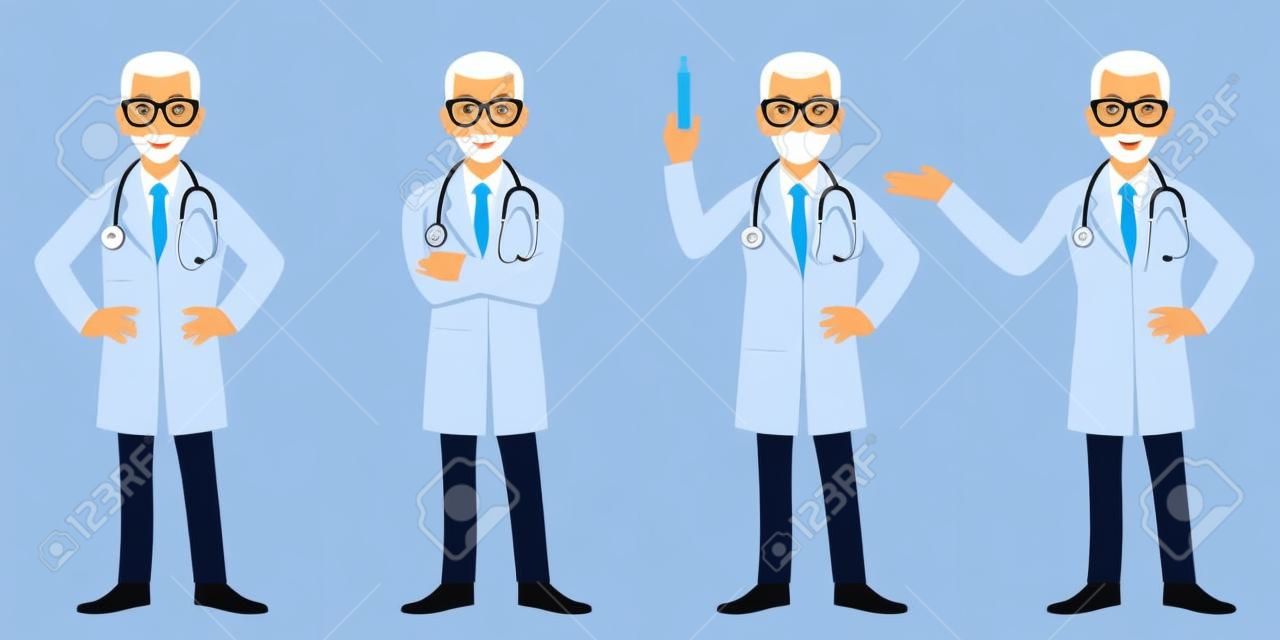 Desenhos Animados Médico Personagem Equipe Conjunto Vetor