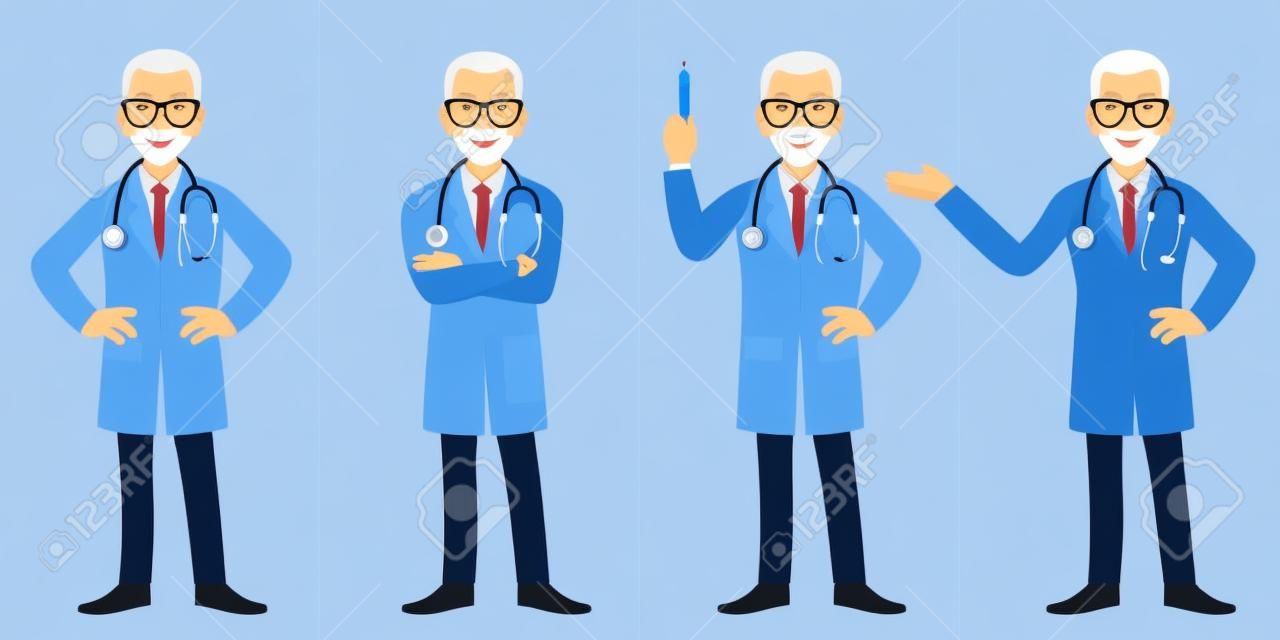 Desenhos Animados Médico Personagem Equipe Conjunto Vetor