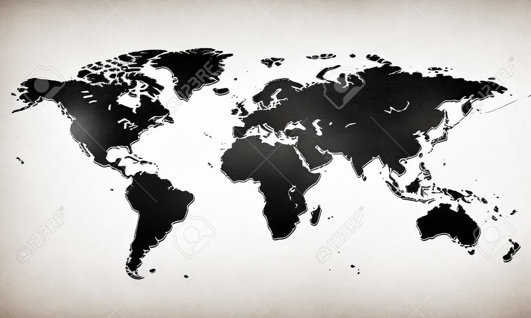 yükseltilmiş kenarları boş dünya haritası isolated on white