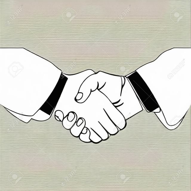 continuous line drawing of handshake one line drawing isolated vector