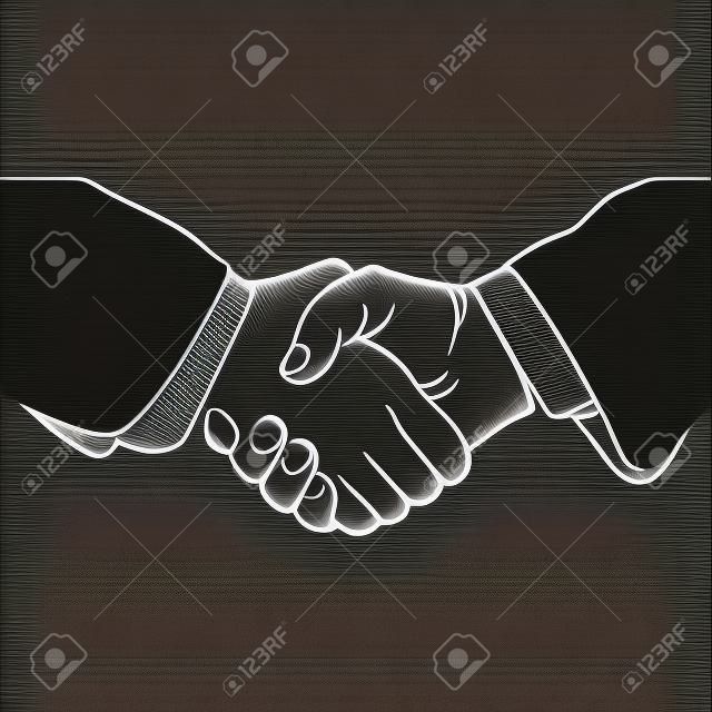 continuous line drawing of handshake one line drawing isolated vector