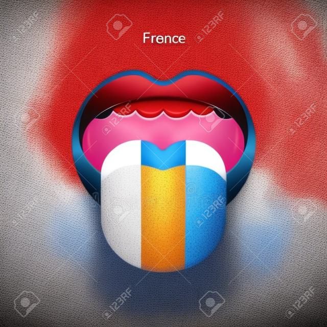 France language. Abstract human tongue. Vector illustration.