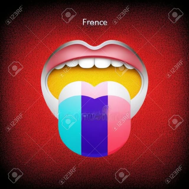 France language. Abstract human tongue. Vector illustration.