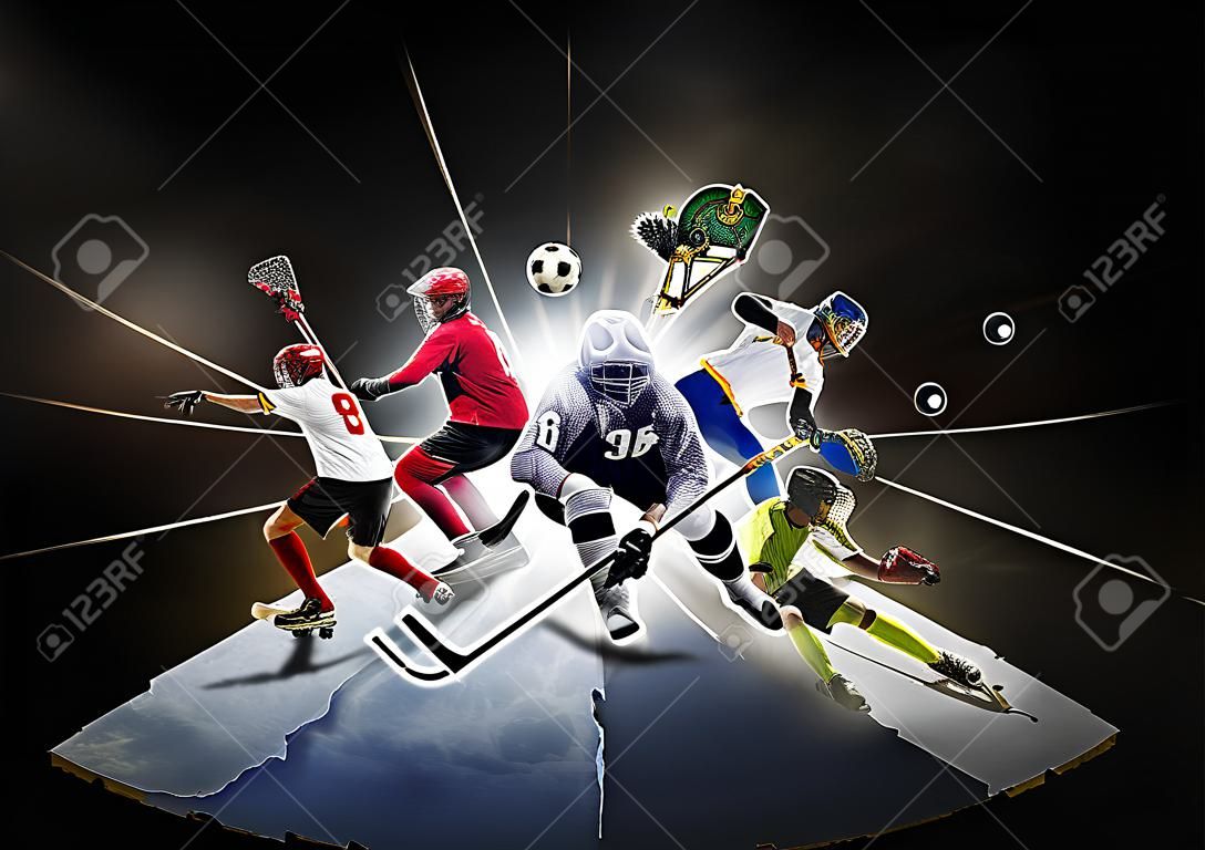 Multi collage de deportes de hockey del baloncesto del fútbol bici de la suciedad de béisbol footbal