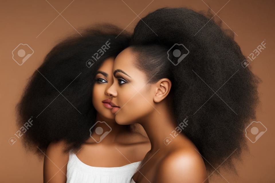 Bella Splendida ritratto di due donne nero afro-americana con grande capelli