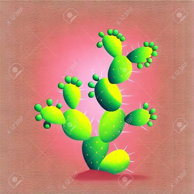 Kolczasta gruszka Kaktus wektora. Proste ręcznie narysowany roślina dla twojego projektu. Kolczasta gruszka z owocami