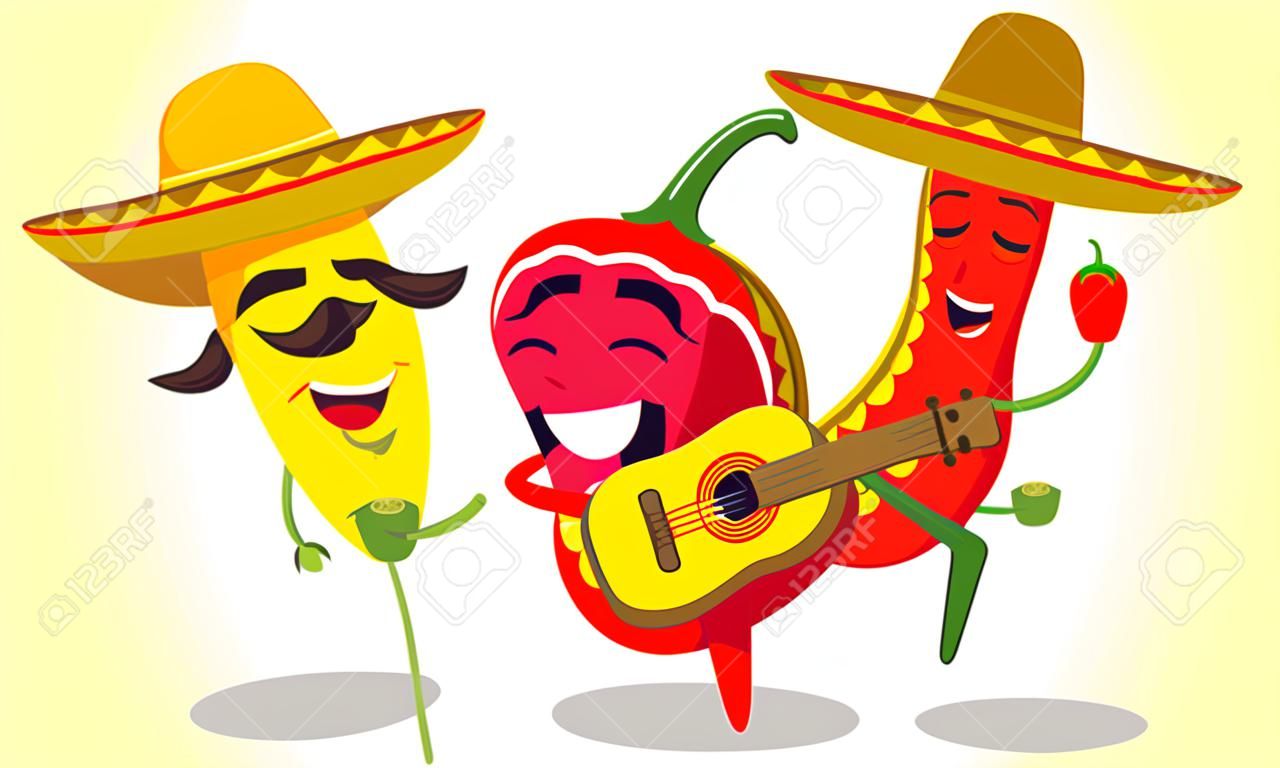 Chili Pepper Mariachi Mariachilis vector illustration.