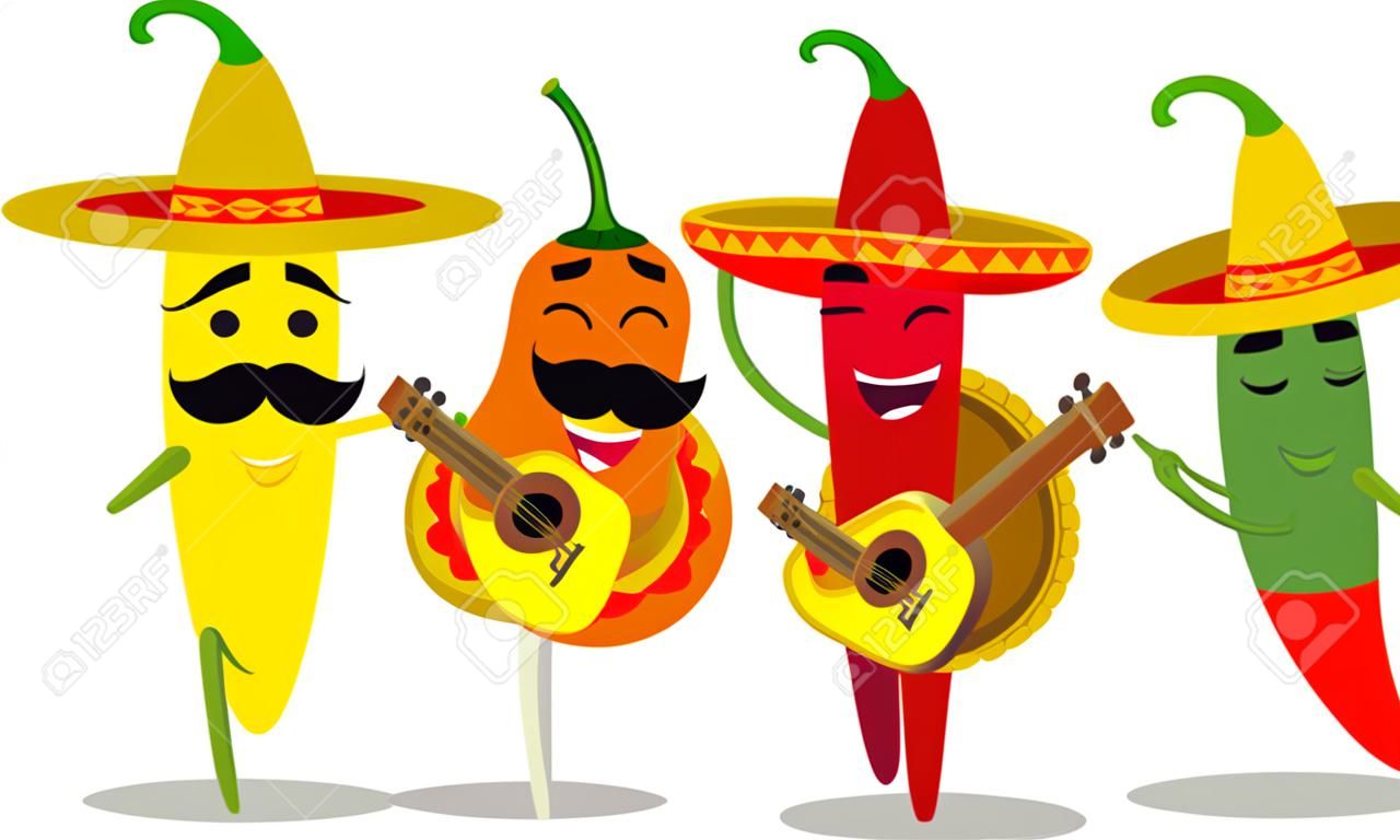 Chili Pepper Mariachi Mariachilis vector illustration.