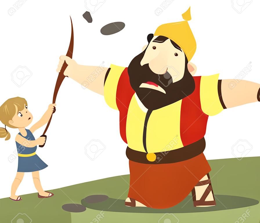 Dawid i Goliat ilustracja kreskówka
