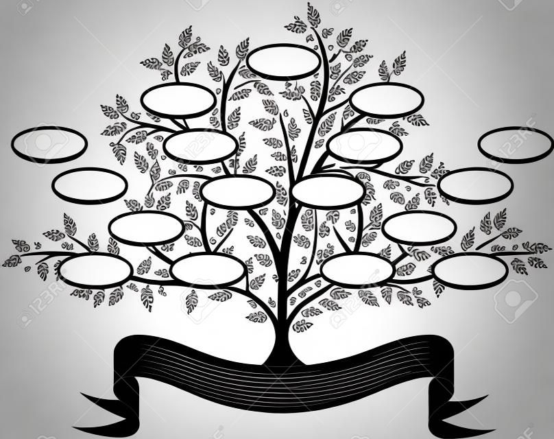 Vector Stammbaum mit Leerstellen zu füllen, leicht bearbeitet werden, so dass Sie schreiben können und bewegen Plätze frei.