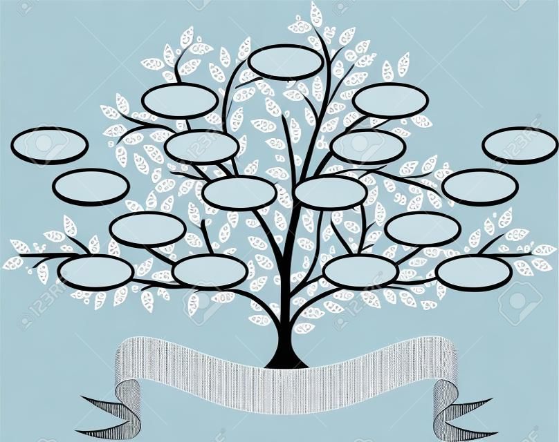 Vector el árbol de la familia con espacios en blanco para rellenar, fácilmente editables para que pueda escribir y mover espacios libremente.