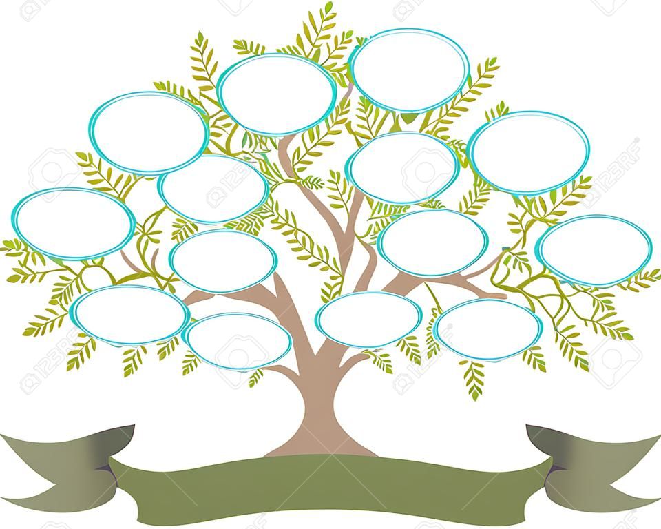 Vector Stammbaum mit Leerstellen zu füllen, leicht bearbeitet werden, so dass Sie schreiben können und bewegen Plätze frei.
