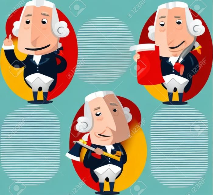 George Washington Presidente Set, ilustración vectorial de dibujos animados.