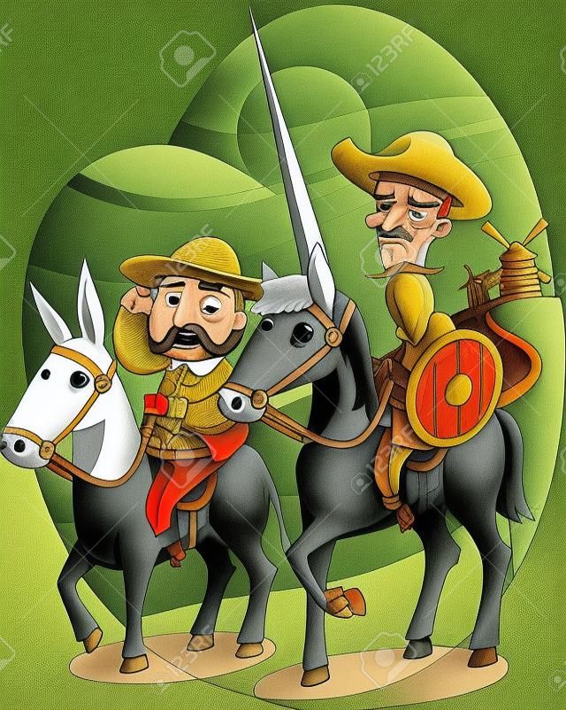 Don Quixote卡通插画