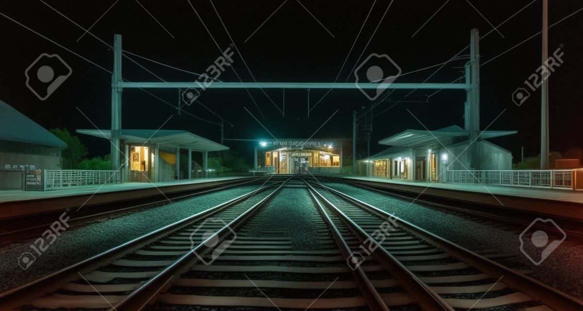 Ppassenger train station at night
