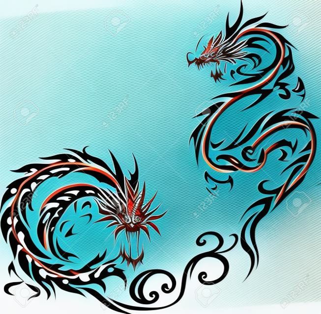 Tribal illustrazione del drago per il materiale di progettazione