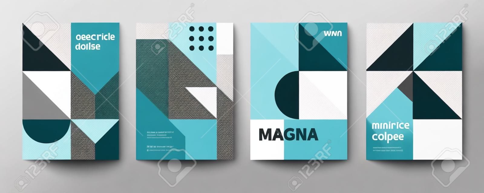 Cartaz geométrico minimalista, modelo de capa mínima, brochura A4, design gráfico de vetor de estilo suíço
