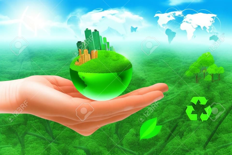 Green city, Save earth concept,Elements of images furnished by NASA
