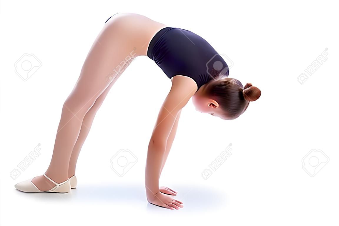 Детские девушка художественной гимнастике упражнения на белом фоне