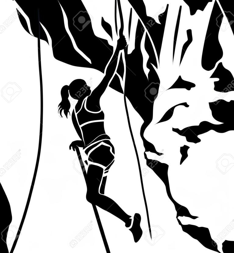 vettore silhouette di un arrampicatore
