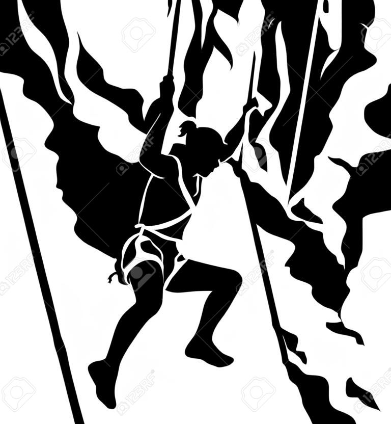 vettore silhouette di un arrampicatore