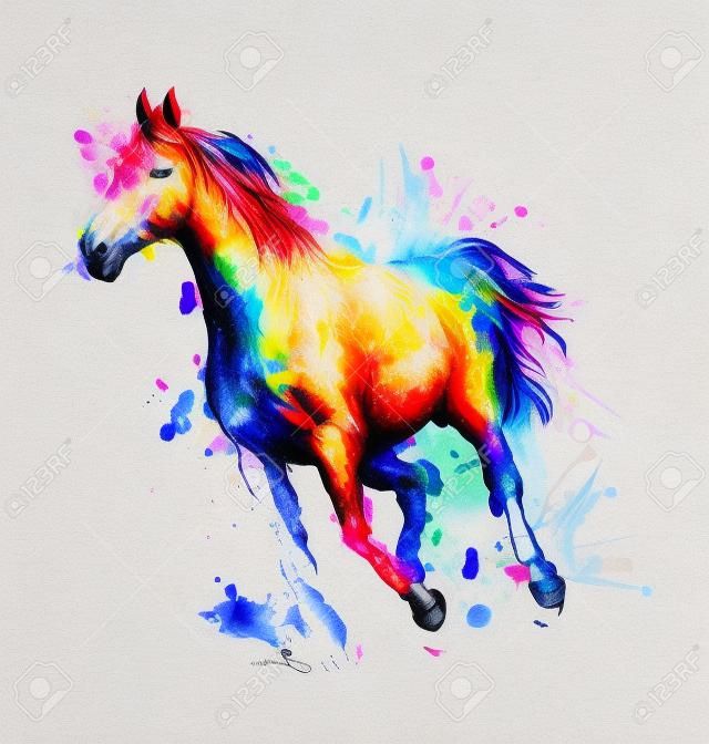 Kolorowy rysunek odręczny konia.