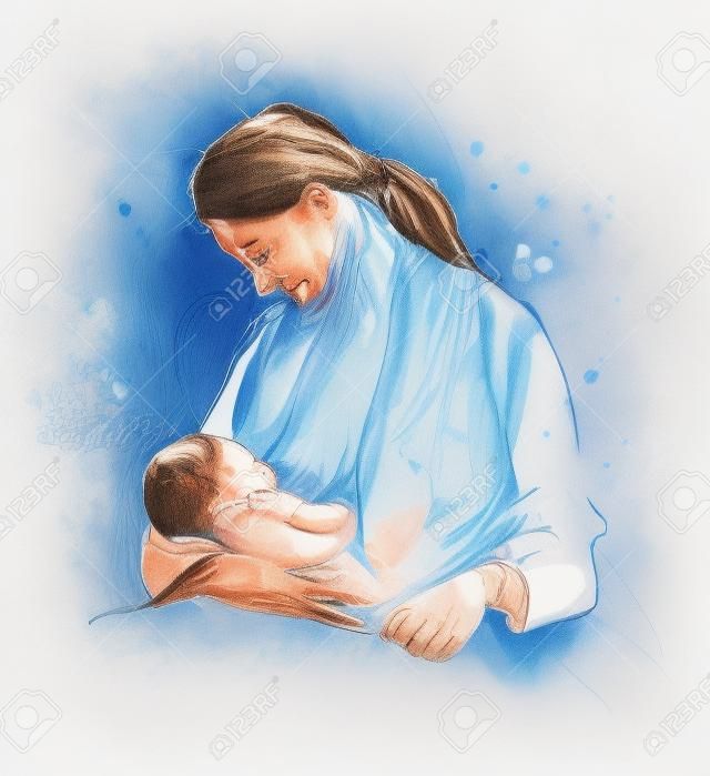 Renkli el kroki anne hemşirelik bebeği