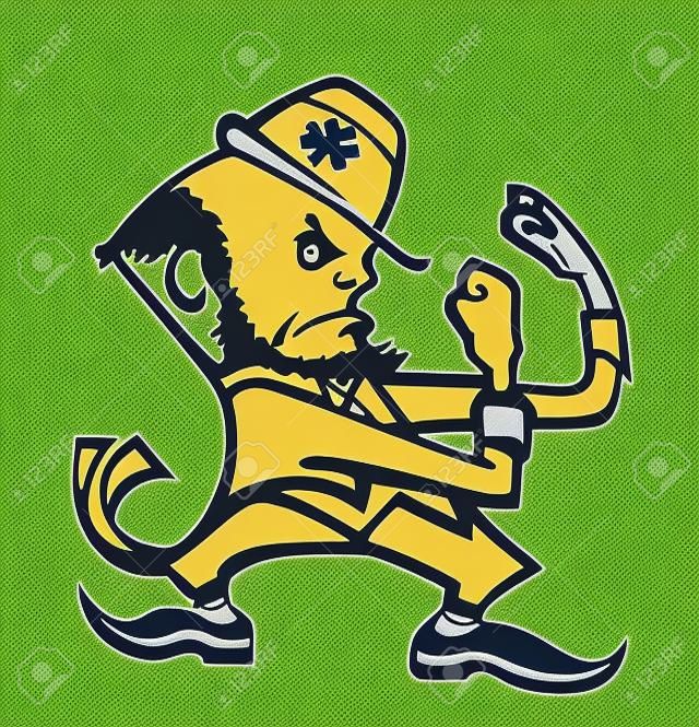 University of Notre Dame irlandzki logo man kreskówki pozycji bojowej