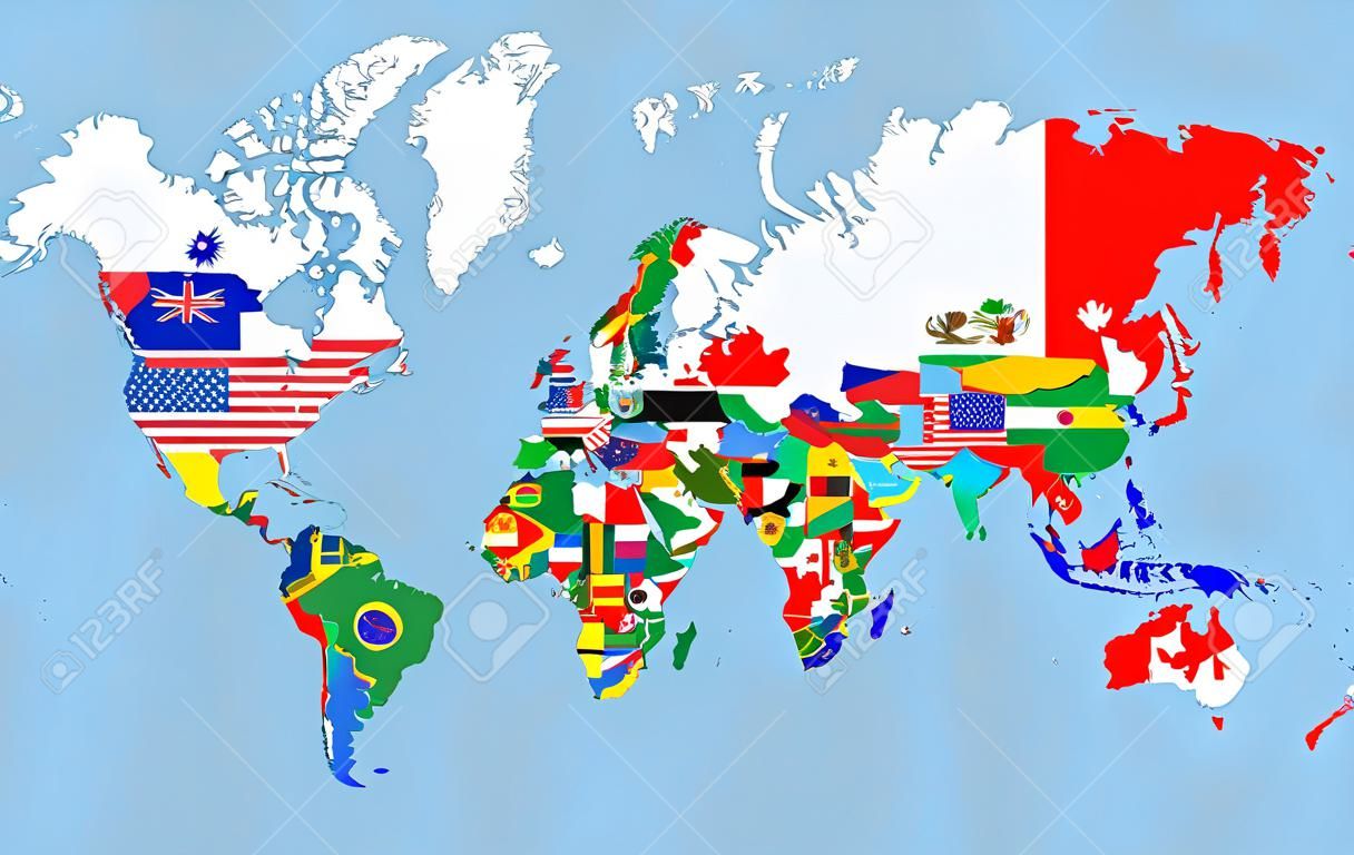 флаги мира карта символов полная иллюстрация