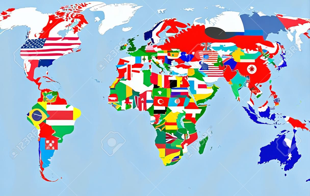 флаги мира карта символов полная иллюстрация