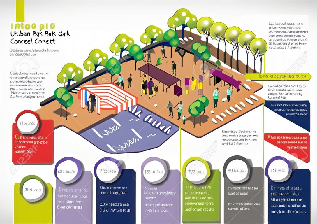 illustration of info graphic urban park concept in isometric graphic